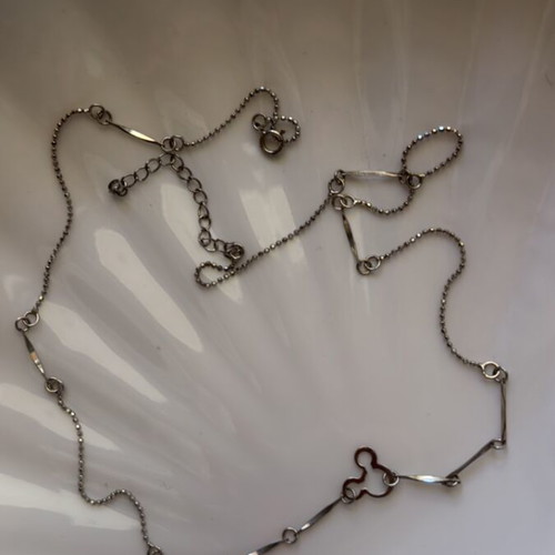 Silver necklace chain with Mickey Mouse design new