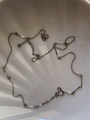 Silver necklace chain with Mickey Mouse design new
