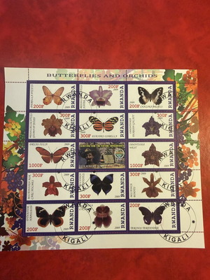 Rwanda Philatelic Sheet Butterflies Orchids Scouting 2009 like new