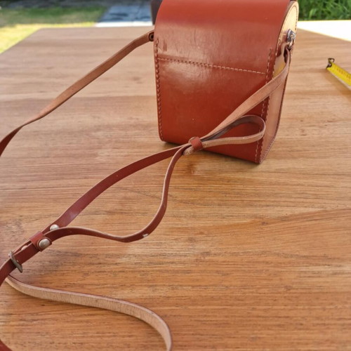 Vintage USSR leather camera bag, made in USSR