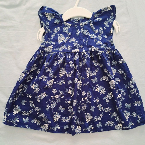 Blue dress with white flowers for baby up to 10 months like new