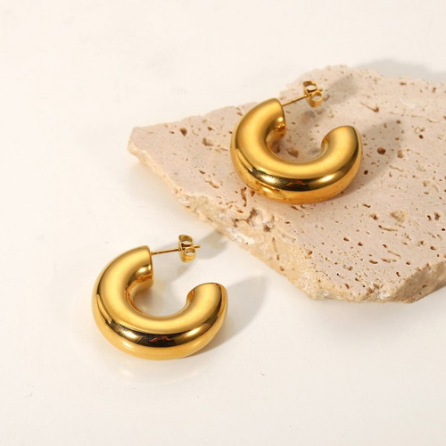 Bold 3 cm hoop earrings made of stainless steel gold color new