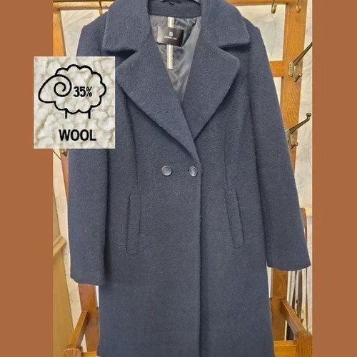Barbara Lebek Wool Coat Dark Navy, Size 38/40