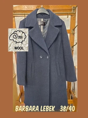 Barbara Lebek Wool Coat Dark Navy, Size 38/40