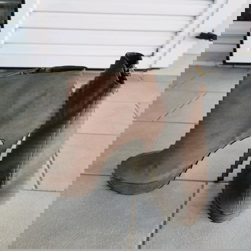 Μποτάκια γόβες Sante γκρι-μπεζ με φιάπα και λεπτό τακούνι σαν καινούργια