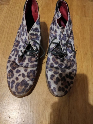 Leopard leather ankle boots used, brown, size 39