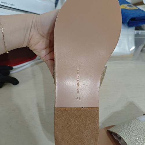 Ancient Greek Sandals Apteros slide sandals platinum new