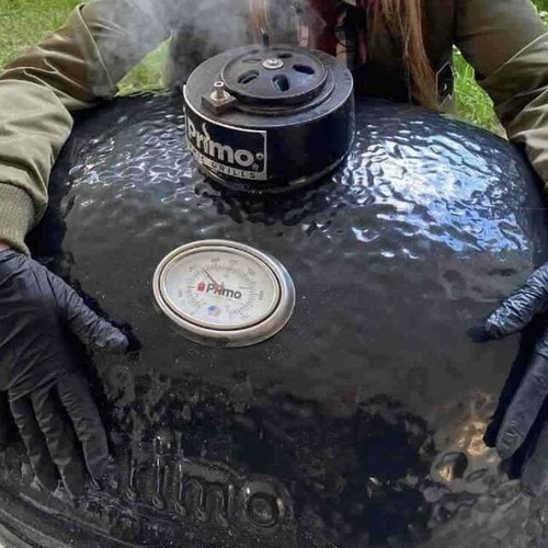 Primo Oval XL Ceramic Grill used with accessories