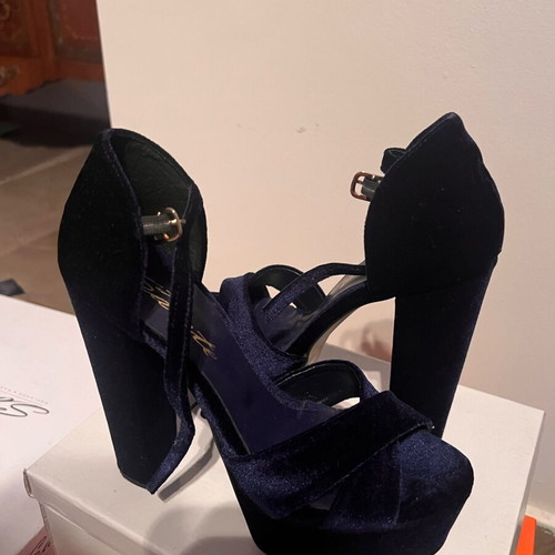 Blue velvet Sante sandals new, size 38