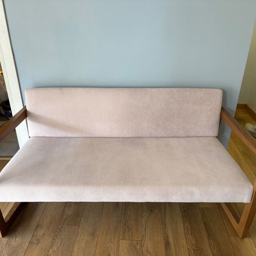 Small sofa for waiting area, 145x65 cm, high-quality fabric
