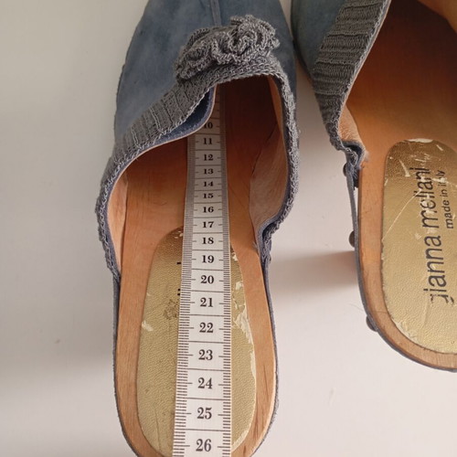 Blue leather mules, size 40