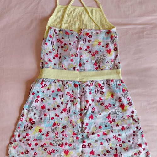 Cotton girls dress 11-12 years like new, colorful with floral and heart patterns