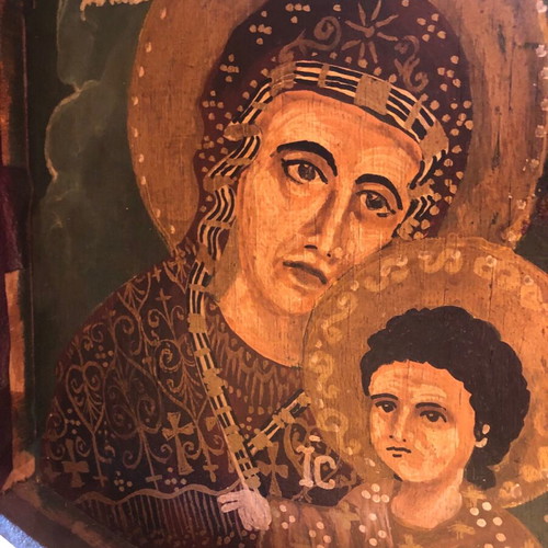 Diptych icon with Jesus Christ and Virgin Mary holding child