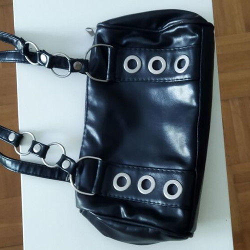 Leather shoulder bag black with studs used