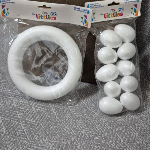 Foam Easter wreath and eggs used