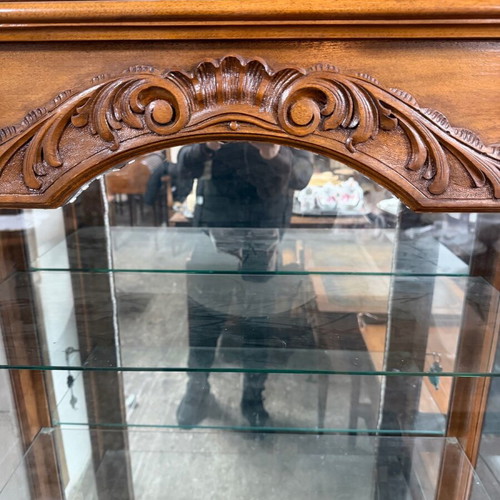 Solid Walnut Display Cabinet like new with three shelves and two doors