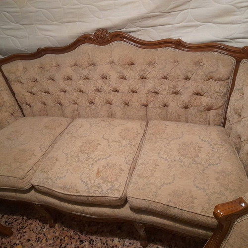 Vintage living room set used with three-seat sofa, chair and 2 armchairs