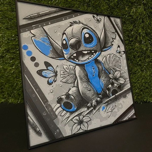 Stitch 3D printed frame new 20×20 cm with frame