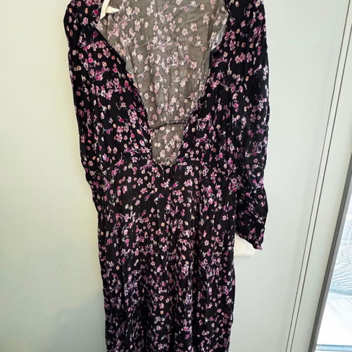 H&M floral open-back dress, black multicolor