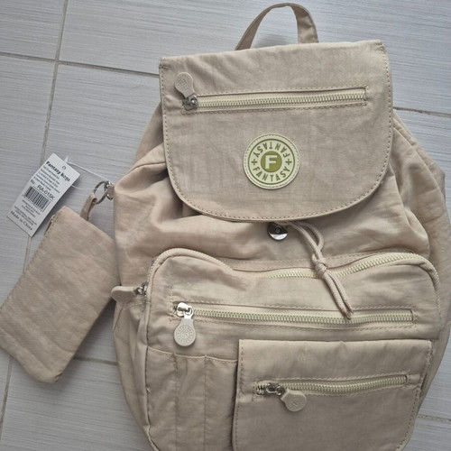 Backpack new beige with multiple pockets
