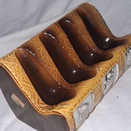 Vintage Majolica Four-Pipe Stand with King and Queen Reliefs