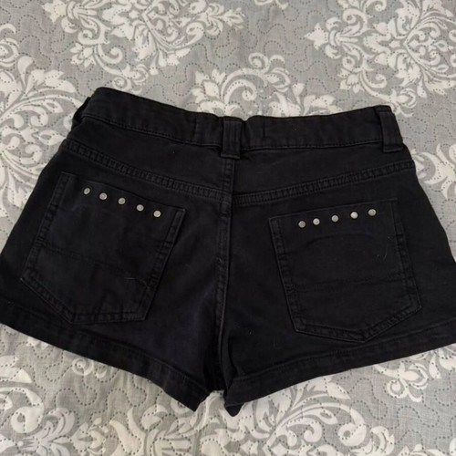 Bershka black denim shorts with studs, size XS 34, like new