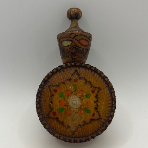 Bulgarian decorative flask used, wooden mini