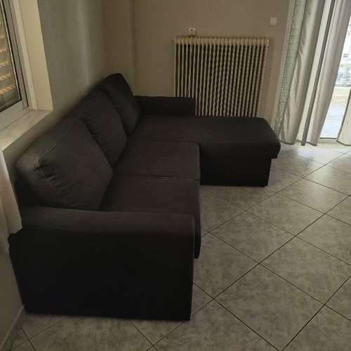 Corner sofa bed, grey, 220x152 cm