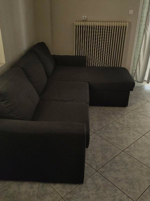 Corner sofa bed, grey, 220x152 cm