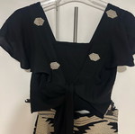 Anna Samouka set skirt with crop black cotton embroidered, like new