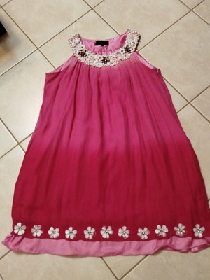 Summer dress with stone embroidery, like new, pink, size S