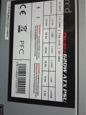 NOD PSU-003 620W ATX power supply
