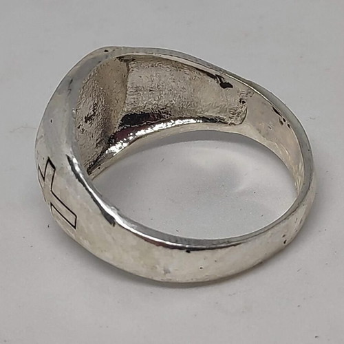 Ring with Jesus Christ like new, men's silver tone metal