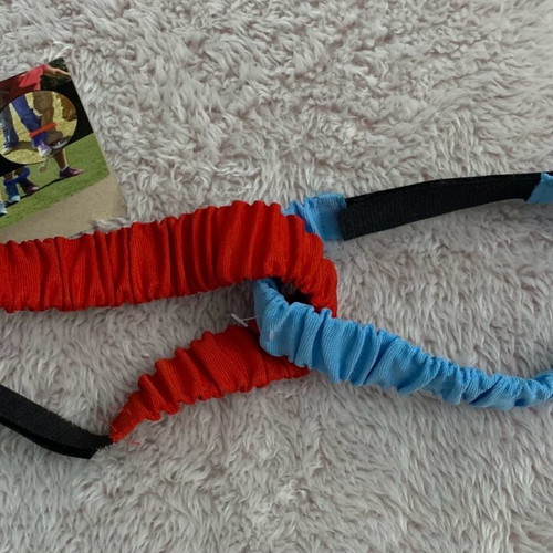 Legged Race skill game used, tied legs blue and red, set of 2