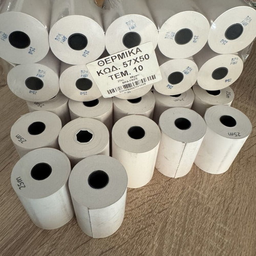 Cash register rolls new, 27 pieces 25m and 7 pieces 15m, 57x50