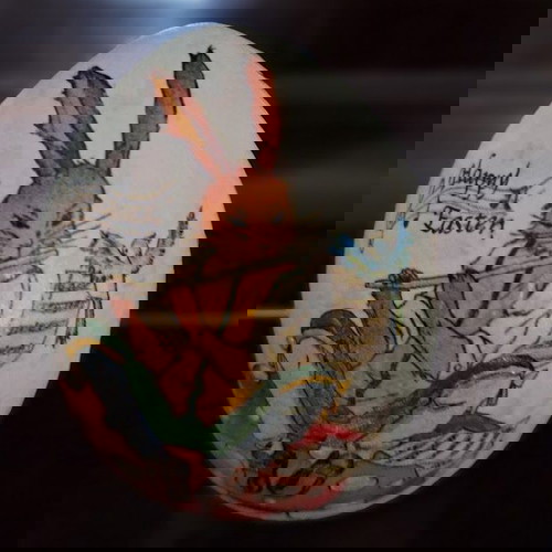 Χειροποίητο κεραμικό αυγό ζωγραφισμένο σαν καινούργιο, ύψος 10 εκ