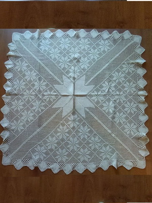 Handmade crochet tablecloth new, size 95x95, mocha color