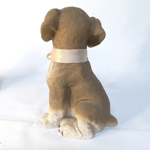 Dog decorative figure used, resin with bow