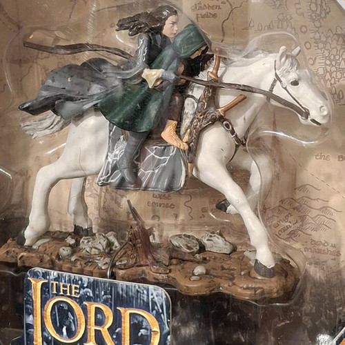 Lord of the Rings Arwen & Frodo on Horseback figure new 2003