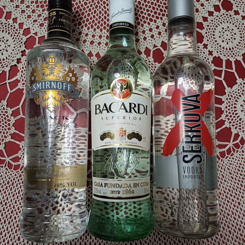 Bacardi, Serkova, Smirnoff bottles new