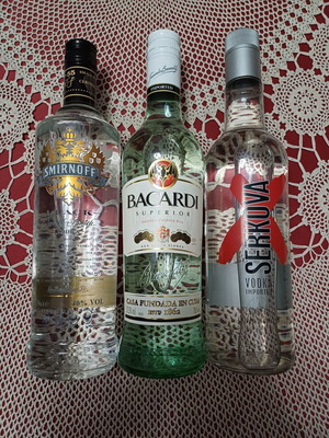 Bacardi, Serkova, Smirnoff bottles new