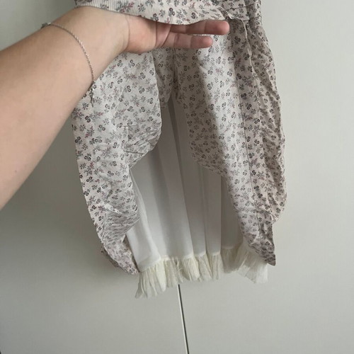 Sandro Floral Mini Dress with Dotted Tulle like new, gray and beige