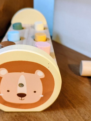 Wooden Pound-a-Peg Toy like new with animal design