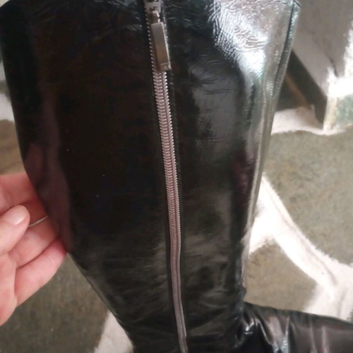 Haralas patent leather boots used size 39 black with silver zipper