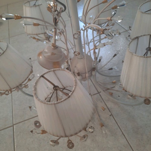 Vintage 6-light ceiling lamp with crystals like new