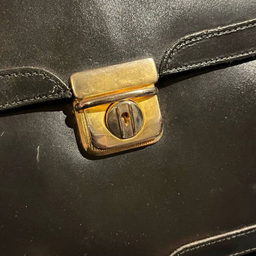 Leather vintage shoulder bag used, black