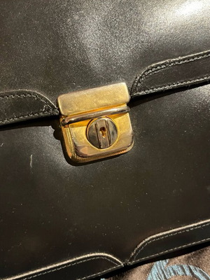 Leather vintage shoulder bag used, black