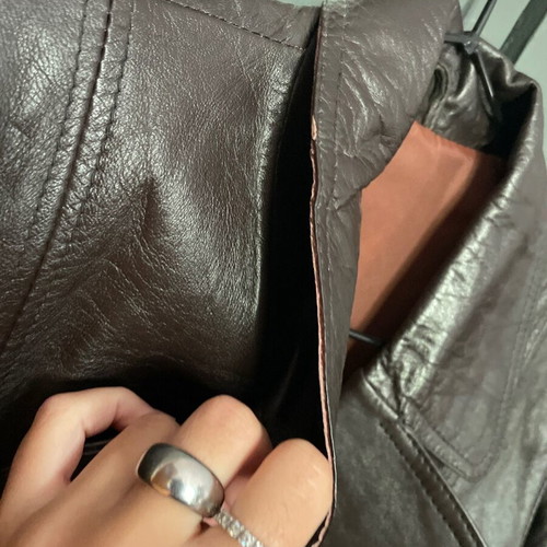 Vintage leather jacket used, brown, size XS