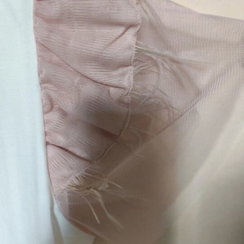 BSB Women's Summer Blouse with White Cotton and Pink Tulle Sleeves, New