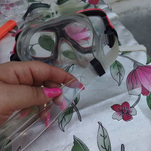 Snorkeling Mask Wave children's used, pink dual lens